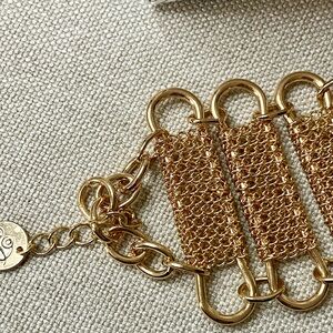 Plunder Design Gold Tone Chain Mesh Statement Bracelet | Boho Chic
